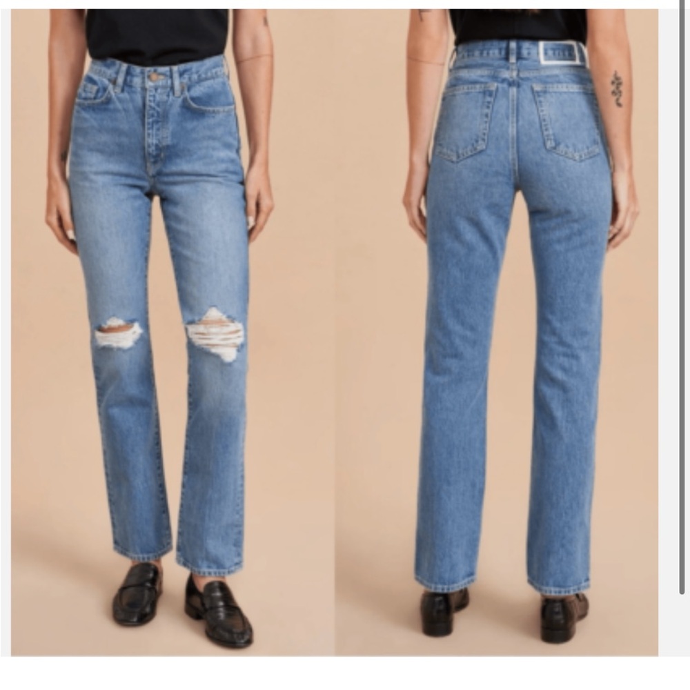 La Ligne The Molly Jean Distressed Blue Jeans